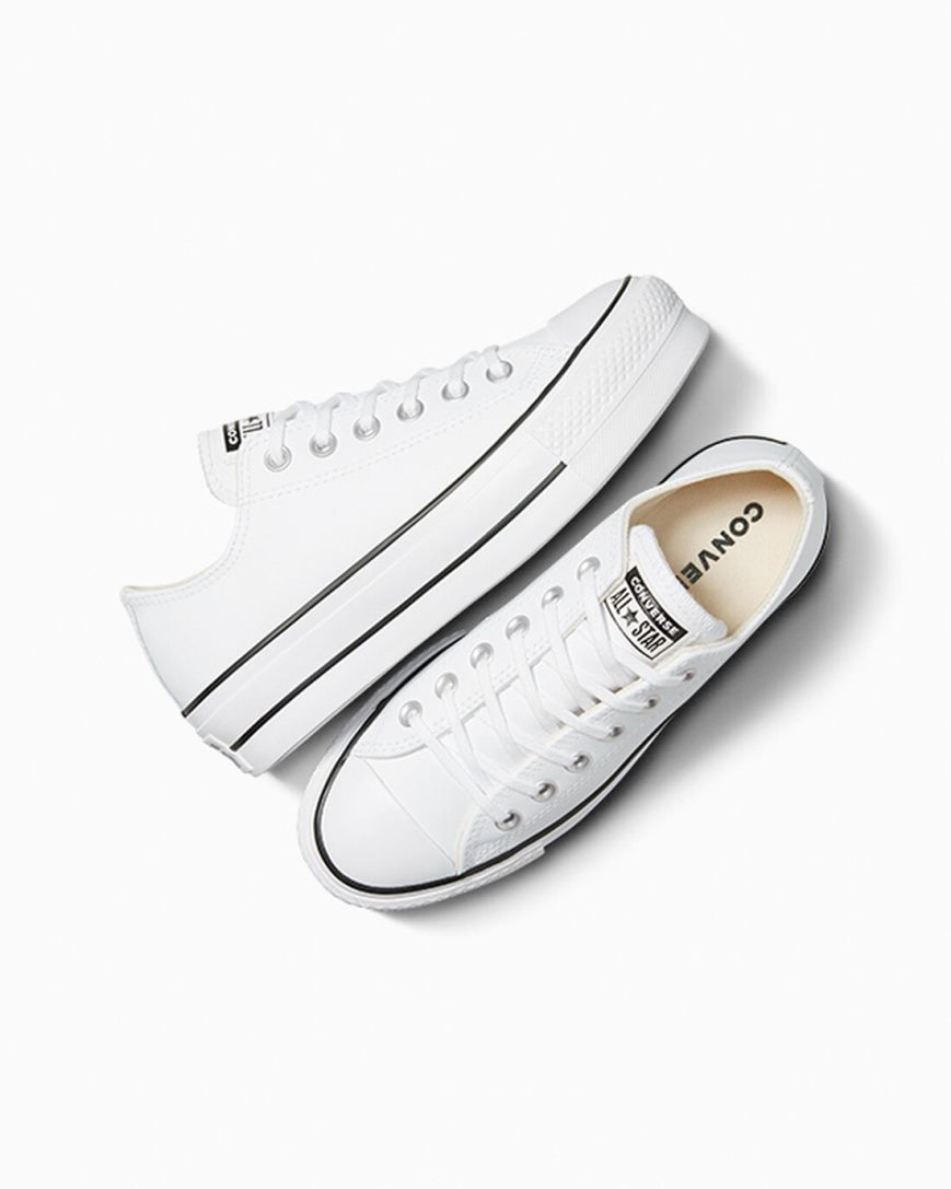 Topanky Na Platforme Converse Chuck Taylor All Star Lift Kozene Nizke Damske Biele Čierne Biele | SK M11IFX1